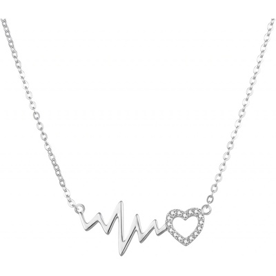 Agato Stříbrný náhrdelník EKG křivka a srdce AGT-N015W – Zbozi.Blesk.cz