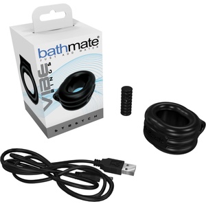 Bathmate Vibe Ring Stretch - акумулаторен вибриращ пенис пръстен (черен) - desirel