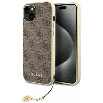 GUESS Кейс Guess GUHCP15MGF4GBR за iPhone 15 Plus 6.7"", кафяв / кафяв, твърд, 4G Charms Collection (KXG0074572)