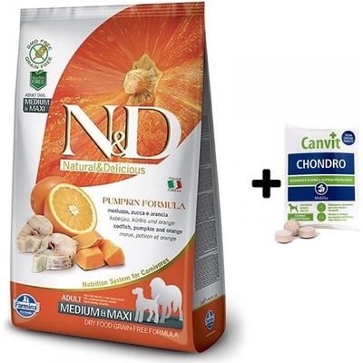 N&D Pumpkin Dog Adult Medium & Maxi Grain Free Codfish Pumpkin & Orange 12 kg