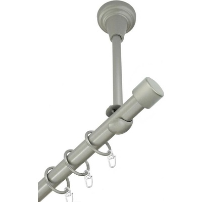 OK-GarnýžeCZ Garnýž kovová jednořadá 16mm Pullo stříbrná mat 310 cm do stropu / kroužky s háčkem