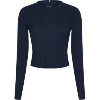 Tommy Hilfiger Дамска блуза с дълъг ръкав Tommy Hilfiger Slim Soft Modal Rib Cropped Tee - Тюркоазен