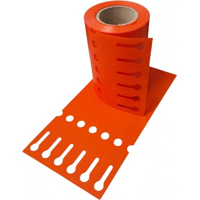 Plastová Etiketa záhradnícka 17 mm x 160 mm, 6 - Produkcia, Polypropylén, Oranžová, Dutinka 40 mm, 500 ks/kotúč, Priemer kotúča 70 mm
