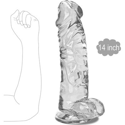 Paloqueth Massive Extra Large Realistic Dildo with Suction Cup 14 Inch Transparent