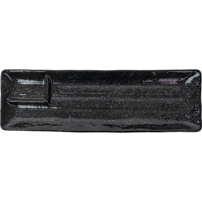 MIJ Servírovací talíř CONTOUR 33 x 10,5 cm vysoký okraj černá keramika