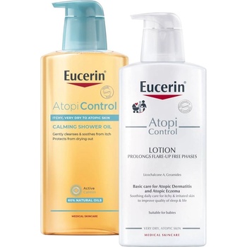 Eucerin AtopiControl Комплект - Лосион и Измиващо олио, 2 х 400 ml