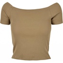 Ladies Off Shoulder Rib Tee khaki