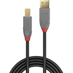 Lindy Кабел Lindy Anthra Line, от USB Type-A 3.0 (м) към USB Type-B 3, 0 (м), 3.0 м, черен (LNY-36743)