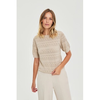 Moodo Небесносин пуловер с къси ръкави бежов Moodo Moodo | Bezhov | ЖЕНИ | XS