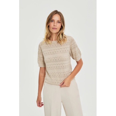 Moodo Небесносин пуловер с къси ръкави бежов Moodo Moodo | Bezhov | ЖЕНИ | XS