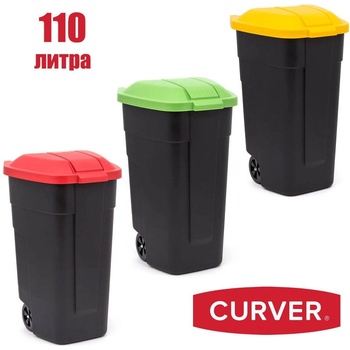 Keter 110 л контейнер за отпадъци с колела и капак curver (hcg_044)