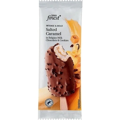 Tesco Finest Mrazený krém so slaným karamelom a kakaovými sušienkami v mliečnej čokoláde 120 ml
