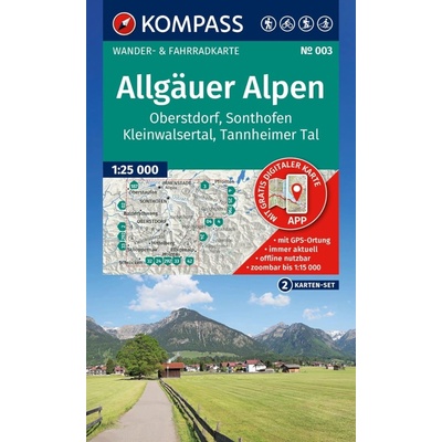 Allgauer Alpen, Kleinwalsertal (Kompass - 3) - turistická mapa
