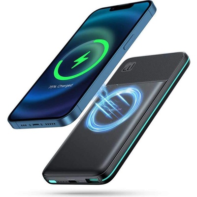 JOYROOM Magnetic Wireless Quick Charging Power Bank 10000 mAh - преносима външна батерия с USB-C порт, USB-A изход и безжично зареждане с MagSafe (черен)