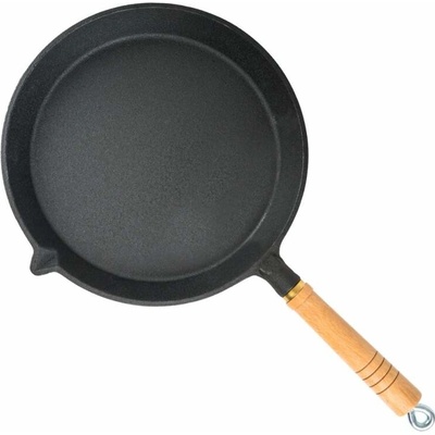 G21 pánev na gril 26 cm, litinová 6353982 s dřevěným madlem, hladká