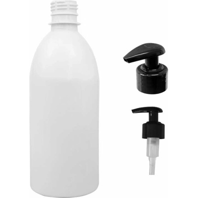 Tera Plastová lahvička bílá s černou pumpičkou Tera 500 ml