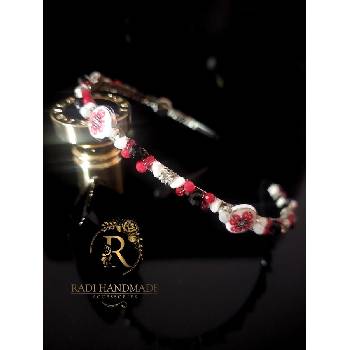Radi handmade Диадема с народни мотиви с червени и черни кристали (870)