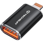 Techsuit - Премиум OTG адаптер HyperPort (A6) - USB 3.0 към Lightning, PD30W, 5Gbps, GaN, конвертор за iPhone - черен / оранжев