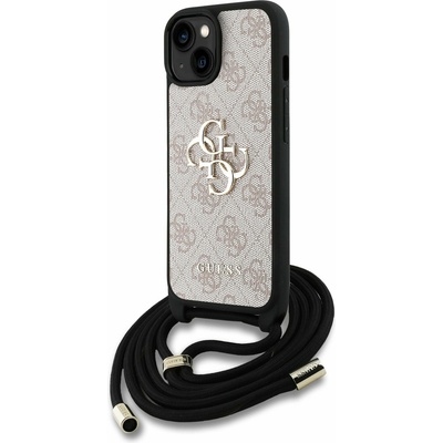 GUESS PU 4G Метален лого Crossbody Каишка Заден капак за iPhone 15 Розов Guess | Siv | ЖЕНИ | UNI