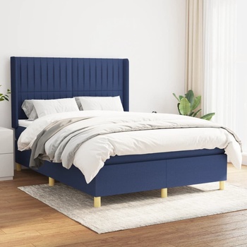 vidaXL Боксспринг легло с матрак, синьо, 140x190 см, плат (3132151)
