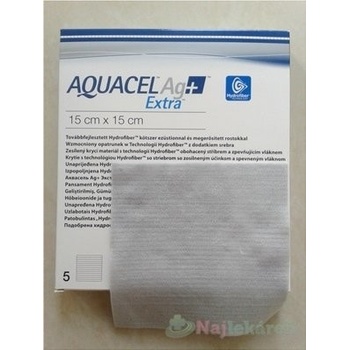 Aquacel AG+ extra krytie 15 x 15 cm 5 ks