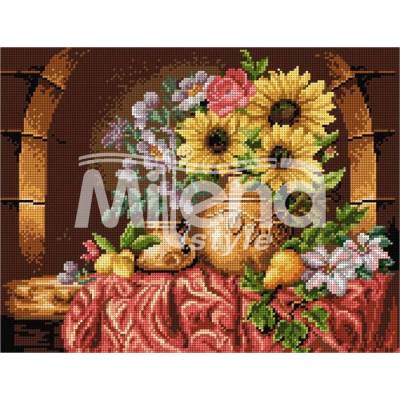 Milena Style Натюрморт със слънчогледи - гоблен със схема конци Ariadna 1: 4