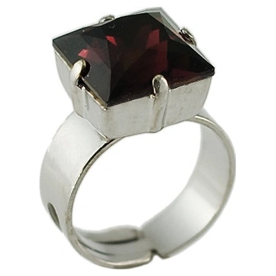 Klimm prsten se Swarovski Elements čtverec Bordo 216