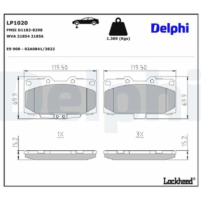 Sada brzdových platničiek kotúčovej brzdy DELPHI LP1020