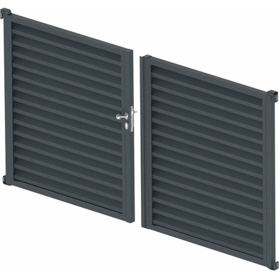 Dvoukřídlá hliníková brána s žaluziovou výplní 3,92×1,85 m – set