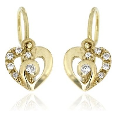 Zlatnictví U Kostela dětské zlaté náušnice bílá srdíčka 897Ž – Zboží Dáma