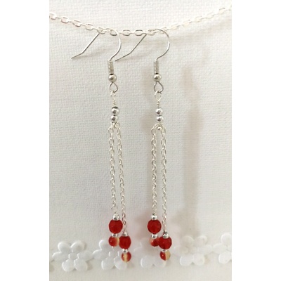 Šperky eshop Strieborné náušnice fialové čerešničky so zeleným lístkom AC17.01