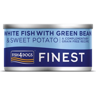 Fish4Dogs Finest s bílou rybou sladkými bramborami a zelenými fazolkami 85 g