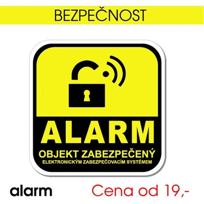 ALARM – objekt zabezpečen - 5x5 cm / samolepka