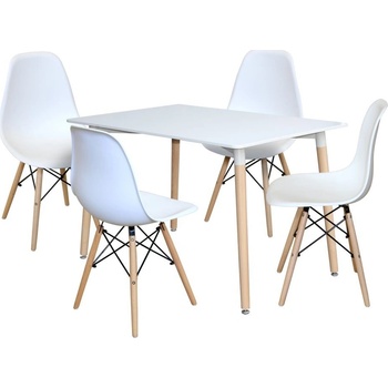 IDEA nábytok Jedálenský stôl 120 x 80 UNO biely + 4 stoličky UNO biele