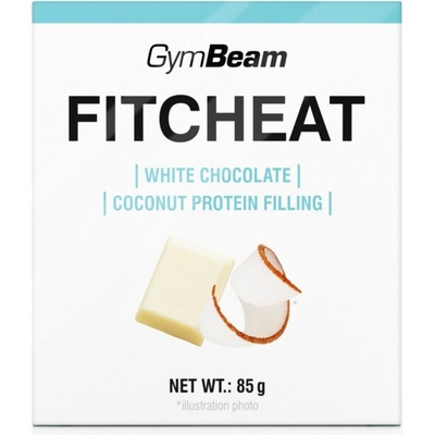 GymBeam Fitcheat Proteínová čokoláda biela čokoláda a kokos 80 g