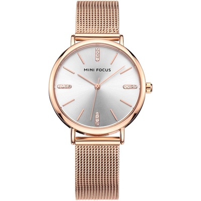 MINI FOCUS Дамски часовник Mini Focus с кристали, Розово злато (MINIFOCUS-0036-ROSEGOLD)