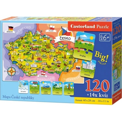 Teddies MAPA ČESKÉ REPUBLIKY + 14 kvízov 120 dielov