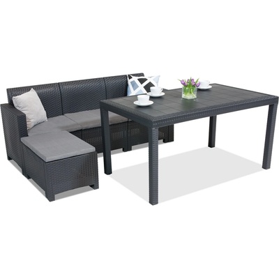 BICA Комплект мебели за отдих от техноратан Nebraska Relax Corner 4 антрацит Bica (BCNBLCOR4ANT)