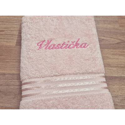Povlečení Plus osuška linie světle růžová 70 x 140 cm Vlastička