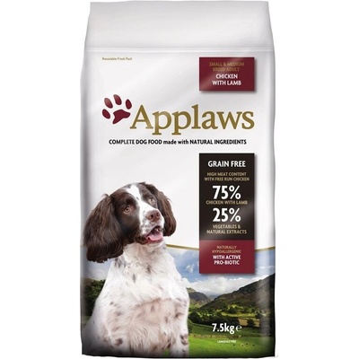 Applaws Adult Small & Medium Chicken with Lamb суха храна за кучета от малките и средни породи, 75% агне и пиле 7.5kg