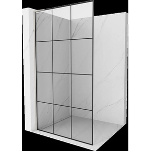 Mexen Kioto L душ стена Walk-in 100 x 200 см, черна решетка, четка никел - 800-100-103-97-77 (800-100-103-97-77)