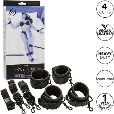 Calexotics Nocturnal Bed Restraints Leather Adjustable Black