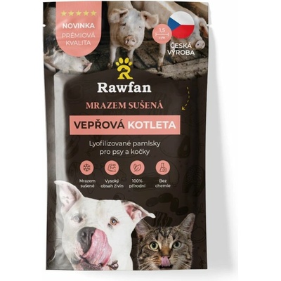 Rawfan Mrazem sušená VEPŘOVÁ KOTLETA pro psy a kočky 25 g