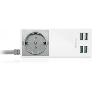Macally UniStrip2 USB Wall Charger & AC outlet - AC контакт и захранване с 4 USB изхода в едно за мобилни устройства (UNISTRIPII-EU)