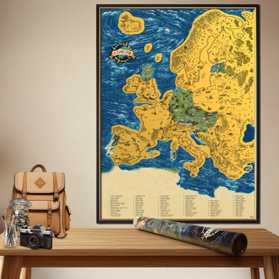 Stieracia mapa Európy - Zlatá DELUXE XL