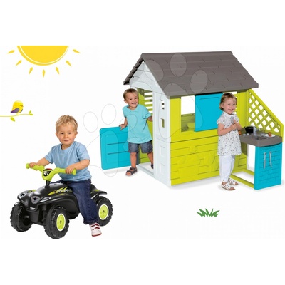 Smoby set domeček Pretty Blue a BIG odrážedlo čtyřkolka Quad 810703-20