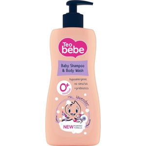 Teo Bebe Шампоан за коса и тяло Tео Bebe - Лавандула и пребиотик, 400 ml - baby