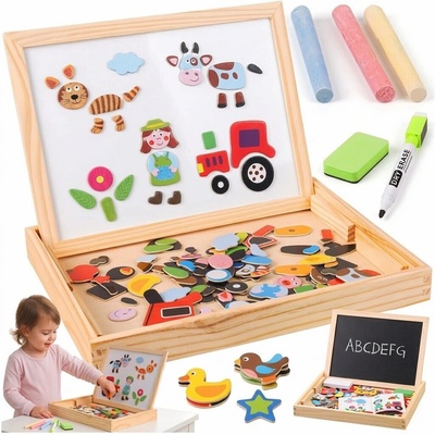 Kruzzel 25637 Dřevěná magnetická tabulka, 108 dílů