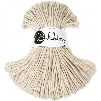 Bobbiny šňůry junior 3 mm Přírodní se zlatou nitkou (Golden Natural)