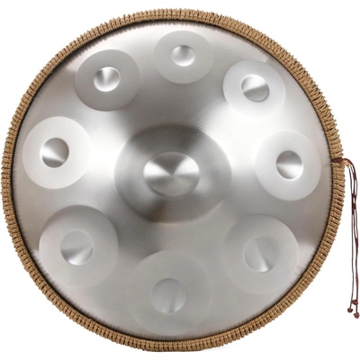 Handpan hudobný nástroj D moll 432 Hertz 9 not 22 palcov 55 cm Meiqi hang drum inštrument strieborný farba